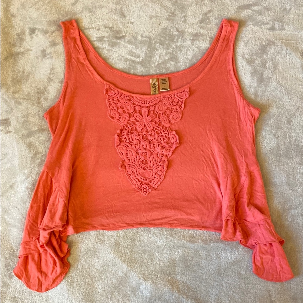 Eyeshadow Orange Asymmetrical Crop Tank Top